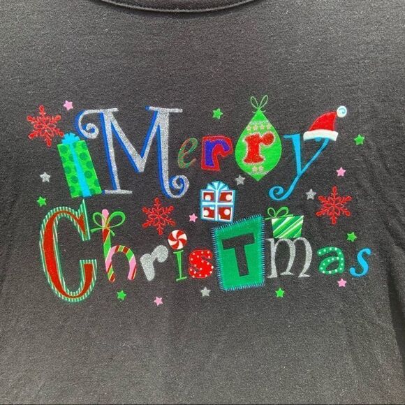 Merry Christmas Glitter Long Sleeve Tee Size Large - Picture 2 of 7